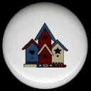 Four COUNTRY BIRDHOUSES Ceramic Knobs Pulls