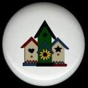 Three COUNTRY BIRDHOUSES Ceramic Knobs Pulls