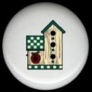 Cream Colored DUPLEX BIRDHOUSE with APPLE Ceramic Knobs Pulls