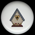 Gray BIRDHOUSE with HEART Ceramic Knobs Pulls