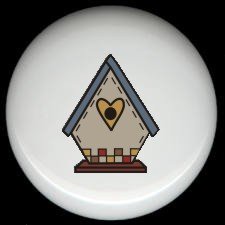 Gray BIRDHOUSE with HEART Ceramic Knobs Pulls