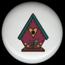 Burgundy BIRDHOUSE with HEART Ceramic Knobs Pulls