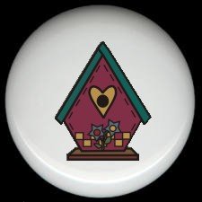 Burgundy BIRDHOUSE with HEART Ceramic Knobs Pulls