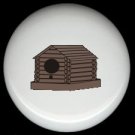 LOG CABIN BIRDHOUSE Rustic Ceramic Knobs Pulls