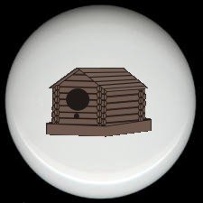 LOG CABIN BIRDHOUSE Rustic Ceramic Knobs Pulls