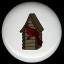 LOG CABIN BIRDHOUSE with CARDINAL Rustic Ceramic Knobs Pulls