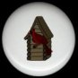 LOG CABIN BIRDHOUSE with CARDINAL Rustic Ceramic Knobs Pulls