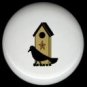 Primitive TAN BIRDHOUSE with CROW  Ceramic Knobs Pulls