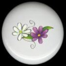 Purple and White DAISY FLOWERS Ceramic Knobs Pulls