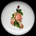 Three PINK VICTORIAN ROSES Ceramic Knobs Pulls