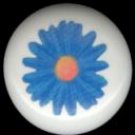 Blue CRAZY DAISY Flower Ceramic Knobs Pulls