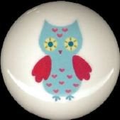 Adorable WHIMSICAL OWL #2 Ceramic Drawer Knobs Handle Pulls