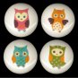 SET of 4 Adorable WHIMSICAL OWLS Ceramic Drawer Knobs Handle Pulls