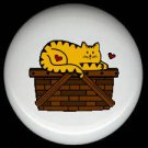 CAT on a BASKET - CERAMIC KNOBS PULLS