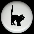 Halloween BLACK Fraidy CAT BACK UP Silhouette ~ Ceramic Knobs