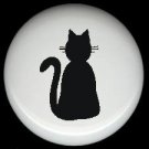 Halloween ALL BLACK CAT Silhouette ~ Ceramic Knobs Pulls
