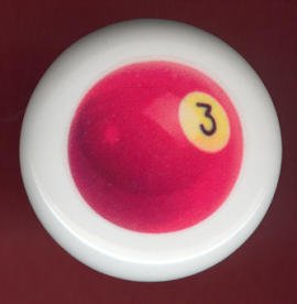 POOL BALL #3 Billiards Ceramic Drawer Knob Pulls