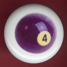 POOL BALL #4 Billiards Ceramic Drawer Knob Pulls