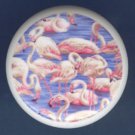 Circle of PINK FLAMINGOS Blue Ground Ceramic KNOBS