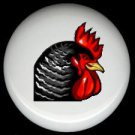 Striking BLACK and RED ROOSTER HEAD ~ Ceramic Knobs Pulls