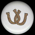 BROWN TAN Double HORSESHOE Western Decor ~ Ceramic Knob Knobs