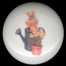 Stuffed RABBIT Garden WATERING CAN & Flower Pot Ceramic Drawer Knobs