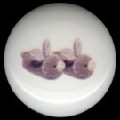 Fuzzy Gray BUNNY RABBIT SLIPPERS Ceramic Drawer Knobs