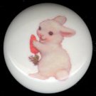 Vintage Image WHITE RABBIT with CARROT Ceramic Drawer Knobs