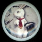 WHITE RABBIT with Red Tie MAGICIAN Gothic Ceramic Drawer Knobs