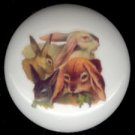 Sweet VINTAGE Group of VICTORIAN RABBITS Ceramic Drawer Knobs