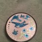 STOLEN FROM ME!  SUPERB ! VINTAGE GUILLOCHE ENAMEL BLUE BIRDS MAKE UP VANITY PURSE COMPACT CASE