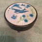 STOLEN FROM ME! SUPERB ! VINTAGE GUILLOCHE ENAMEL BLUE BIRDS MAKE UP VANITY PURSE COMPACT CASE