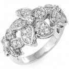Floral Design Ring In Sterling Silver