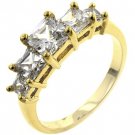 14kt GP 5 STONE PRINCESS CUT CZ BAND RING