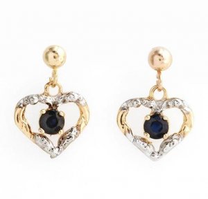 10kt Sapphire Heart Dangle Earrings