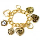 FASHION DOUBLE LINK HEART CHARM BRACELET
