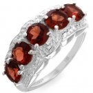 Garnet Sterling Silver Ring 3ctw