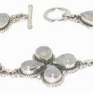 Moonstone & Fine .925 Sterling Silver Bracelet FREE SHIPPING
