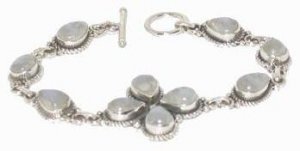 Moonstone & Fine .925 Sterling Silver Bracelet FREE SHIPPING