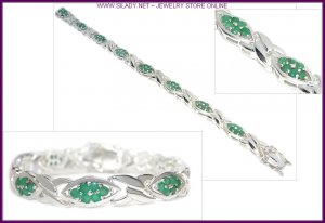 Emerald Eye Fine Sterling Silver Bracelet FREE SHIPPING