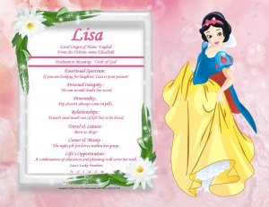 Snow White Personalized First Name Meaning Print
