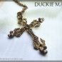 BRAND NEW Gothic Bronze Crystal and Rhinestone Cross Necklace