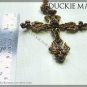 BRAND NEW Gothic Bronze Crystal and Rhinestone Cross Necklace