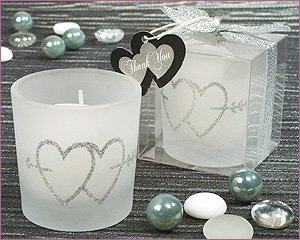 Two hearts are better than one candle favor Silver