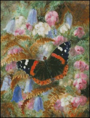 Free cross-stitch pattern for pillow &quot;Flowers with butterfly
