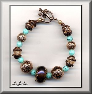 COPPER & TURQUOISE BRACELET (B-1098)