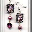 ORIGINAL AMETHYST  CRYSTAL & SILVER EARRINGS  (E-3108)