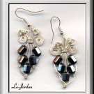 UNIQUE EARRINGS IN SHINY BLACK ONYX & SILVER COLORS (E-3106)