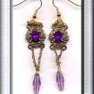 CUTE EARRINGS IN GOLD TONE & PURPLE COLOR ( E-3067)
