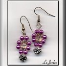 EARRINGS IN PURPLE, BLACK & GOLD TONE (E-3095)